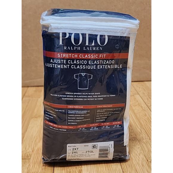 PACK OF 3 Polo Ralph Lauren Men Size 2XL BIG & TALL White Stretch V-NECK T-SHIRT - Picture 2 of 9